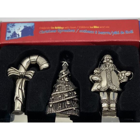 Christmas Spreaders Utensil Silverware Set Stainless Steel Candy Cane Tree Santa - Picture 4 of 4